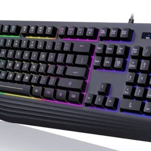 104-Key 7-Colour Backlit Wired Gaming Keyboard with Wrist Rest