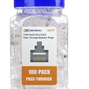 Cable Matters Cat6 Pass-Through RJ45 Connectors - 100-Pack